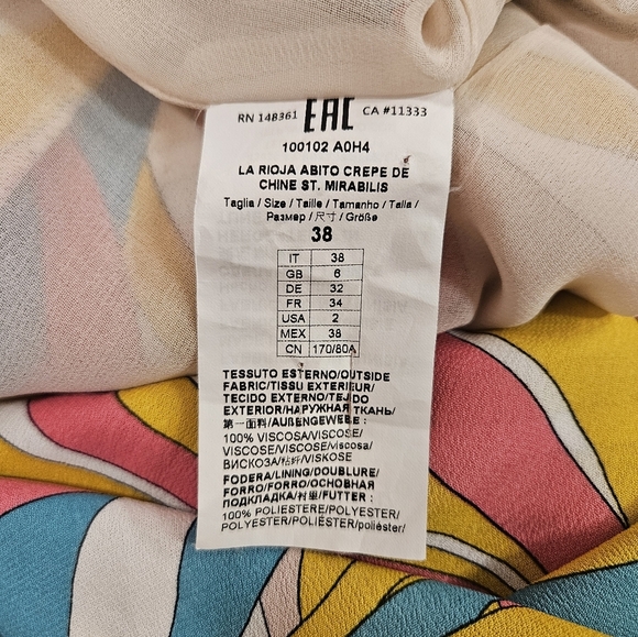 Pinko La Rioja Abito Crepe De Chine Multicolor Halter Maxi Dress Size 38 - Picture 15 of 16